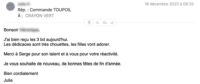 Merci Julia pour votre commande… et votre petit mot sympa !