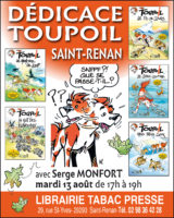 Nouvelle dédicace-rencontre avec Toupoil, la BD-Nature des enfants à la librairie-tabac-presse de Saint-Renan mardi 13 août 2024, à Saint-Renan. (29).